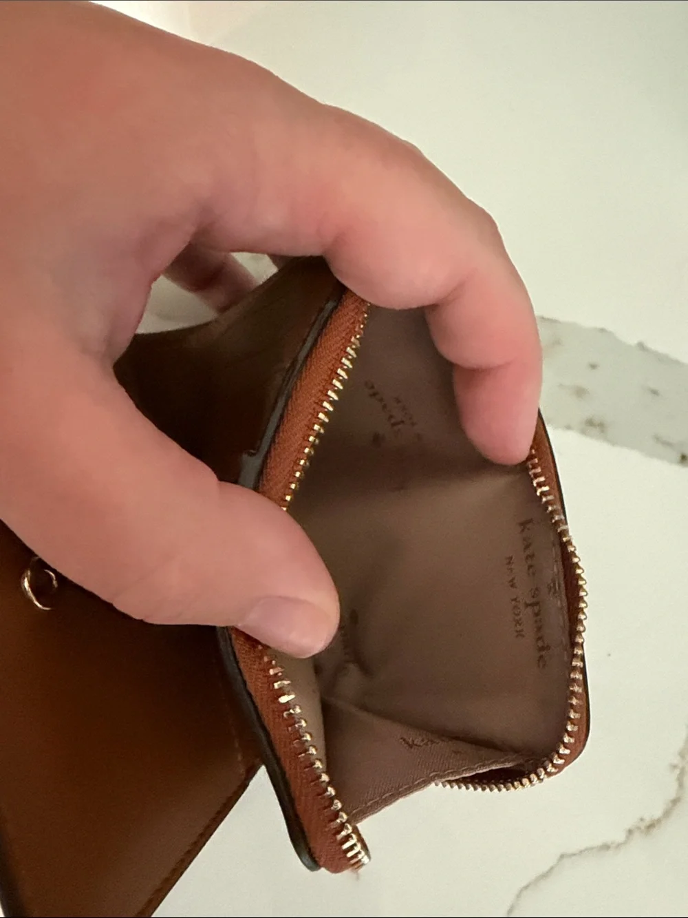 kate spade Brown Leather Zip-Around Compact Wallet